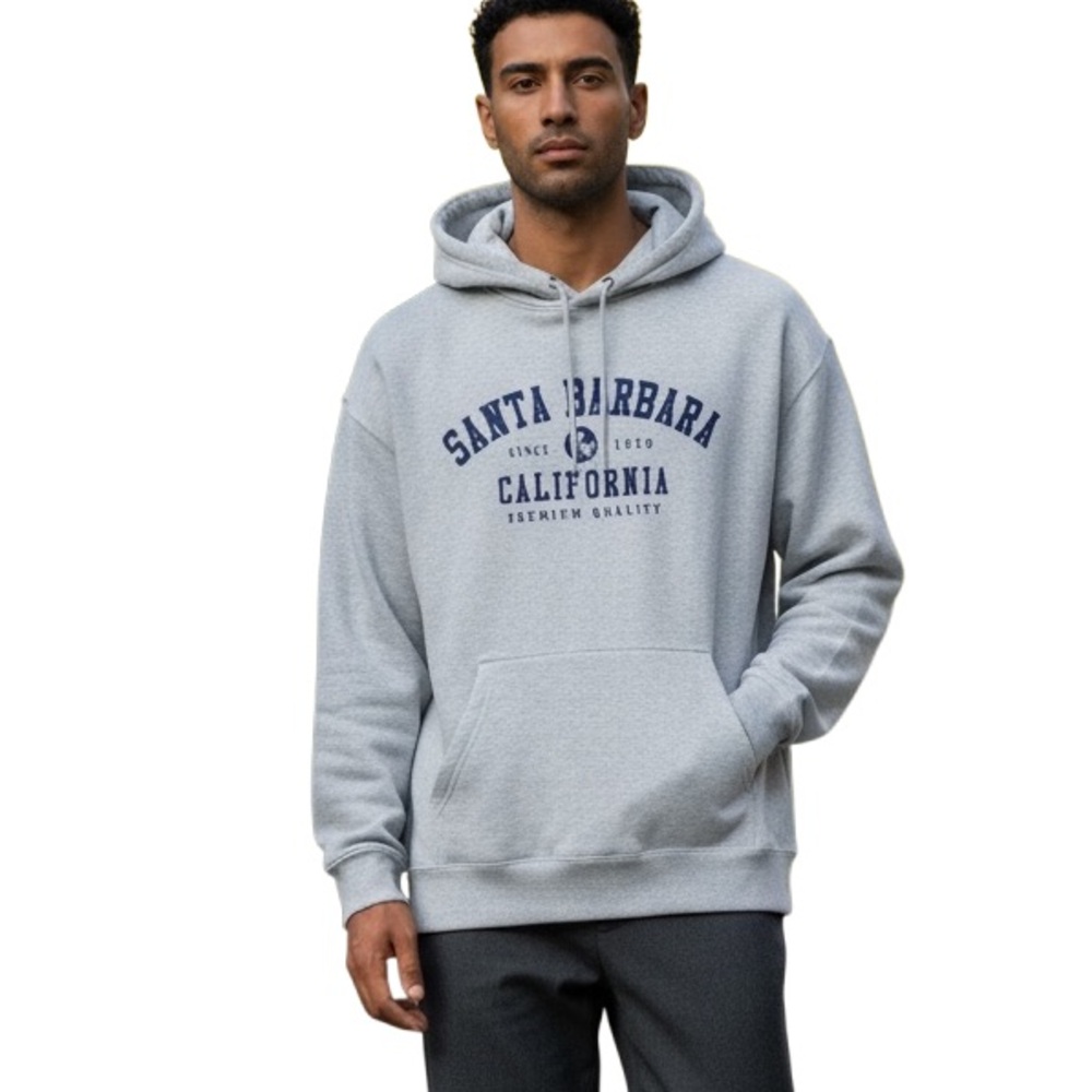 NWOT Santa Barbara Premium Quality Hoodie Fleece Lined XL Heather Gray